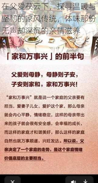 在父爱茯云下,探寻温暖与坚韧的家风传统,体味那份无声却深沉的亲情滋养